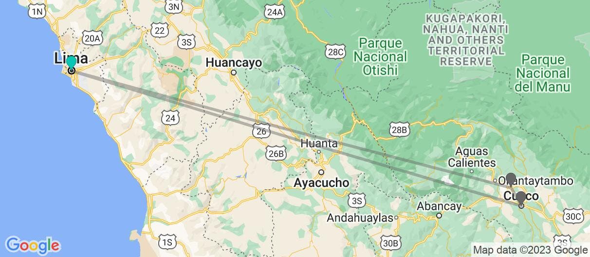 Map of Exclusive Peruvian Adventure